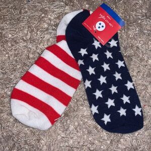 Low-Cut American Flag Pattern Socks - Red, White & Navy